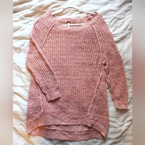 Free People Chunky Knit Star Dune Pink Marled Pullover Size Large